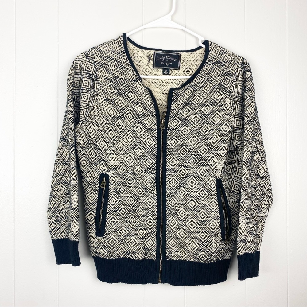 Lucky Brand | Cream and Black Sweater Cardigan